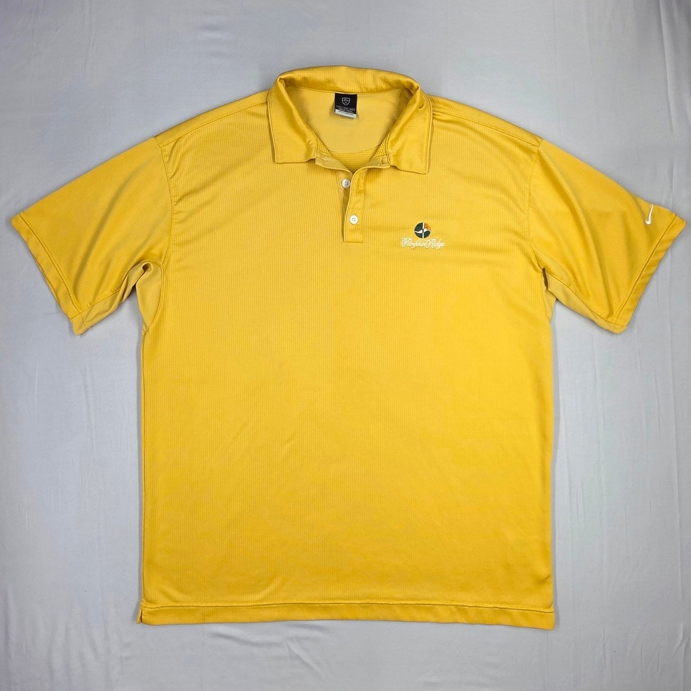 Nike Golf Sphere Dry Polo Shirt Mens XXL Yellow Pumpkin Ridge Logo Short Sleeve